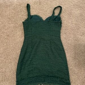 Elegant Green Textured Mini Dress